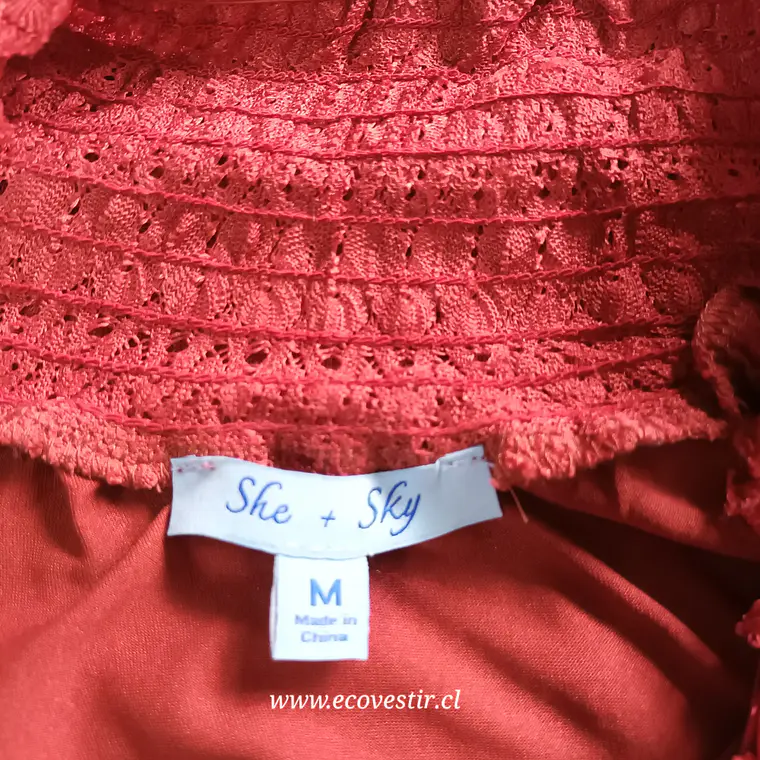 Blusa Encaje Terracota Hombros Descubiertos She + Sky Talla M 6