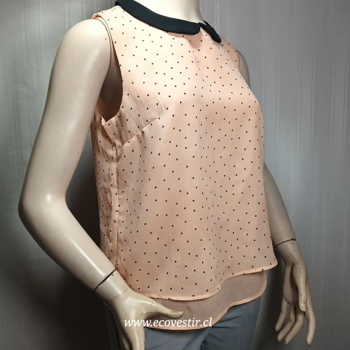 Blusa Sin Mangas Palo Rosa Cuello Peter Pan y Micro Corazones – FB Sister Talla M 1