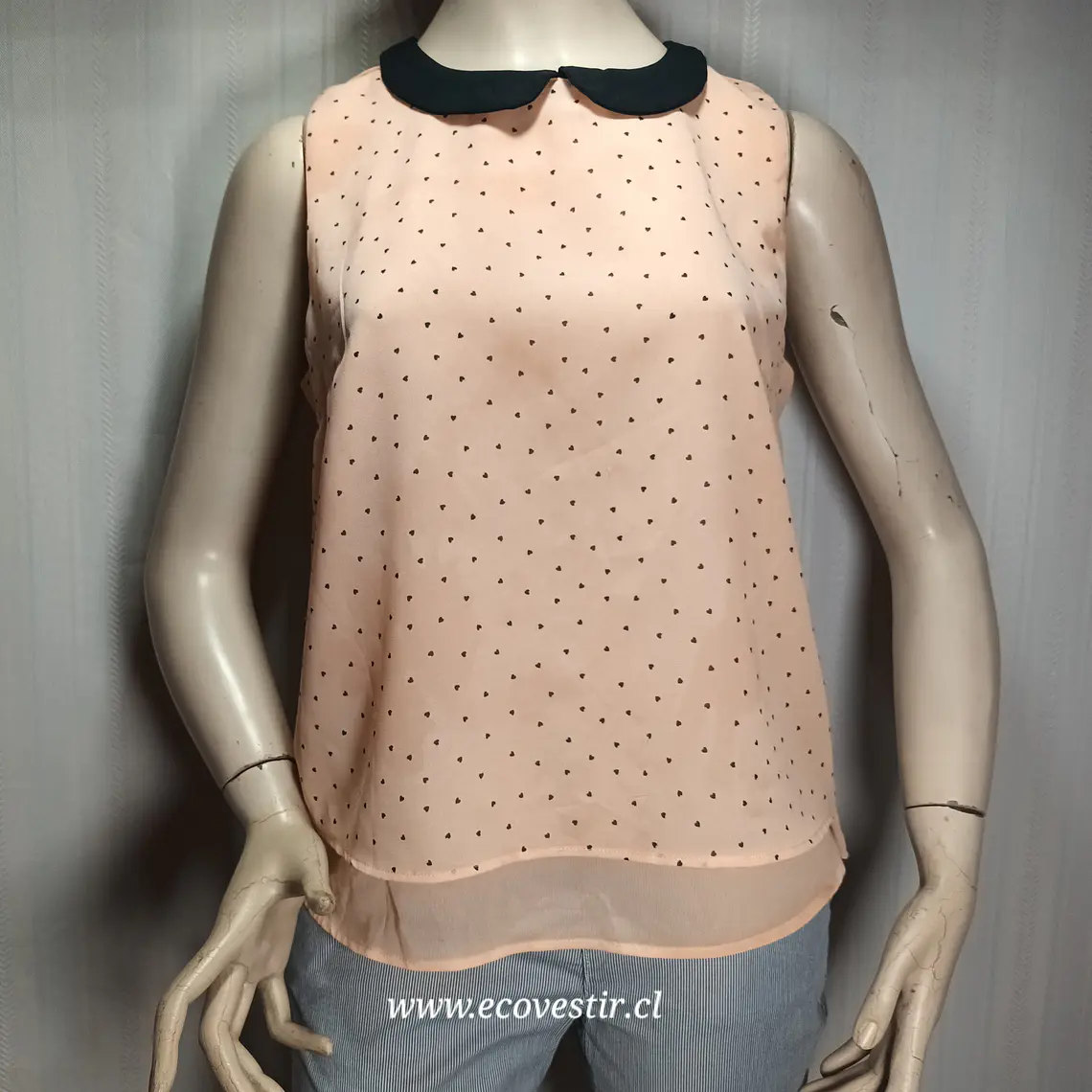 Blusa Sin Mangas Palo Rosa Cuello Peter Pan y Micro Corazones – FB Sister Talla M 2