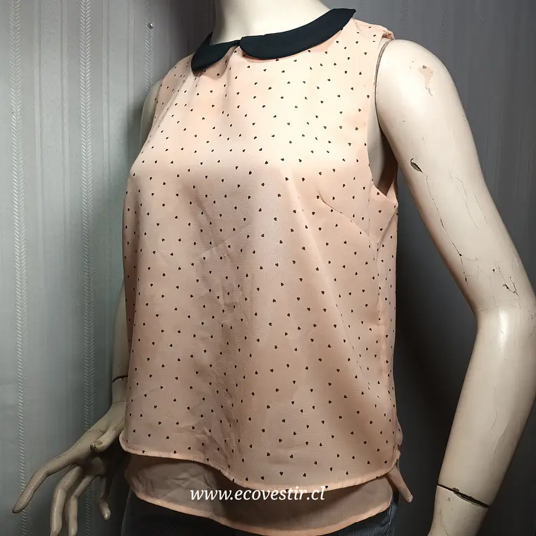 Blusa Sin Mangas Palo Rosa Cuello Peter Pan y Micro Corazones – FB Sister Talla M 3