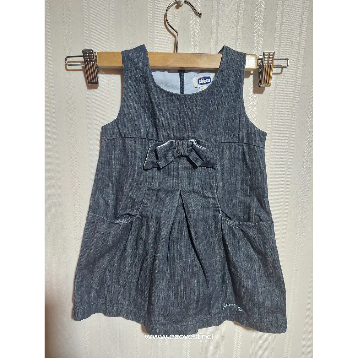 Vestido Niña Mezclilla Azul con Lazo Frontal  CHICCO Talla  24M 1