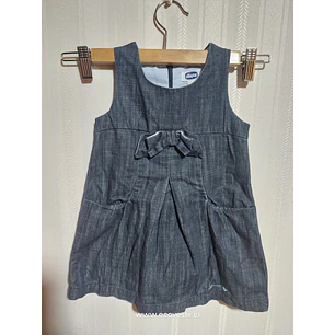 Vestido Niña Mezclilla Azul con Lazo Frontal  CHICCO Talla  24M