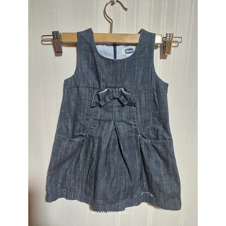 Vestido Niña Mezclilla Azul con Lazo Frontal  CHICCO Talla  24M 1