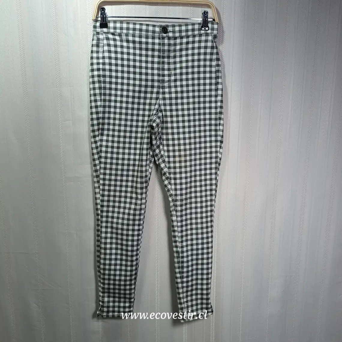 Pantalón Ajustado / Treggings Tiro Alto Estampado Cuadros Vichy – SO (Talla 7 / S-M) 1