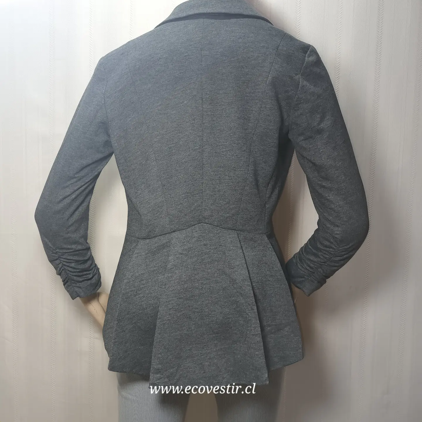 Blazer Casual Gris Jaspeado con Mangas Fruncidas – Gibson (Talla S) 4