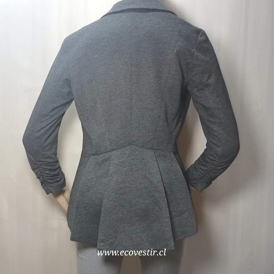 Blazer Casual Gris Jaspeado con Mangas Fruncidas – Gibson (Talla S) 4