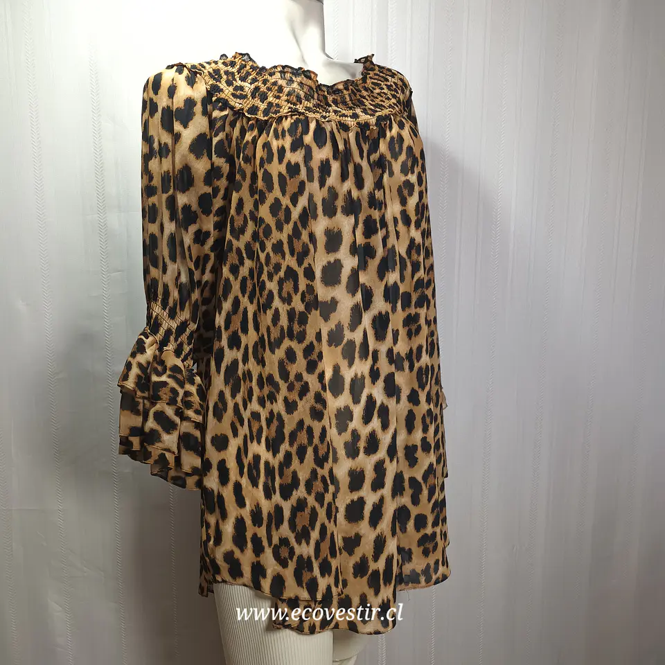 Blusa Túnica Animal Print Leopardo CLEO - Talla 2X (48/50) 2