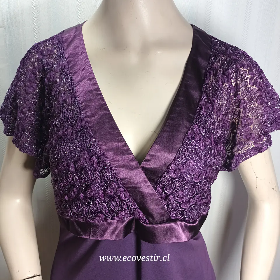 Blusa Violeta de Encaje Metalizado y Borde Satinado Studio 1940 - Talla L (42/44) 4