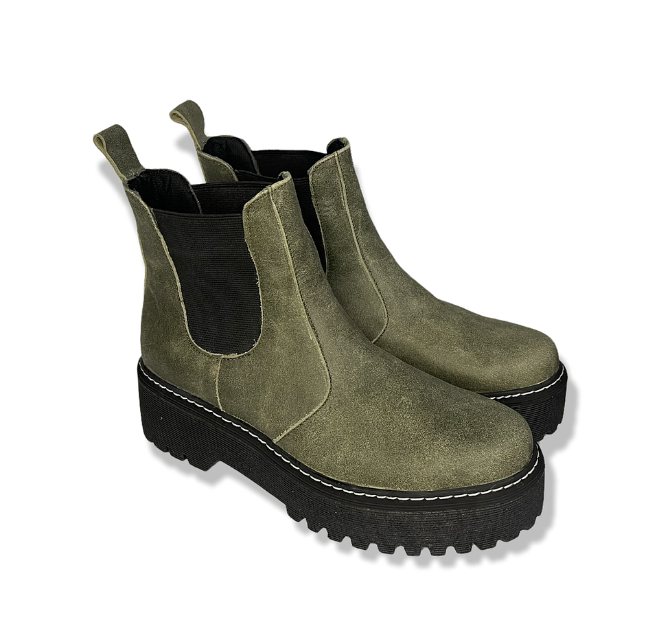 Botín Calafate Verde Musgo Cuero 1