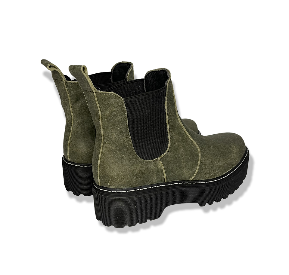 Botín Calafate Verde Musgo Cuero 3