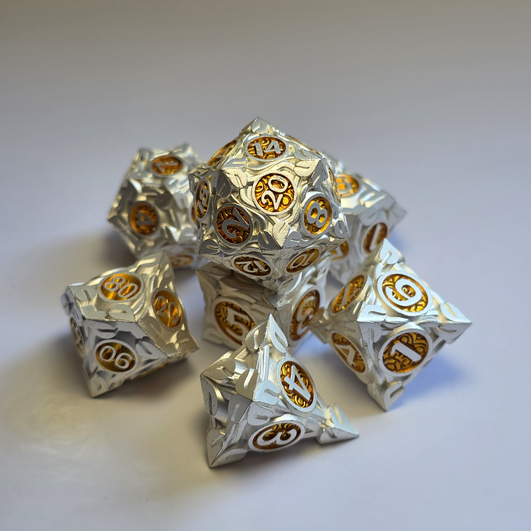 Set de 7 Dados Metálicos - Noble Blanco 1