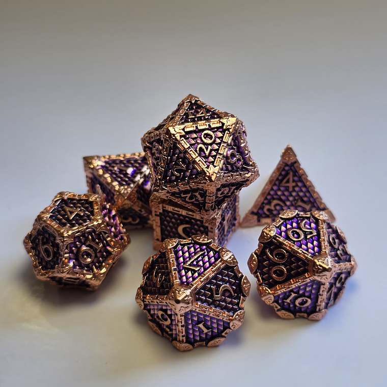 Set de 7 Dados Metálicos - Escamadragón Mora 1