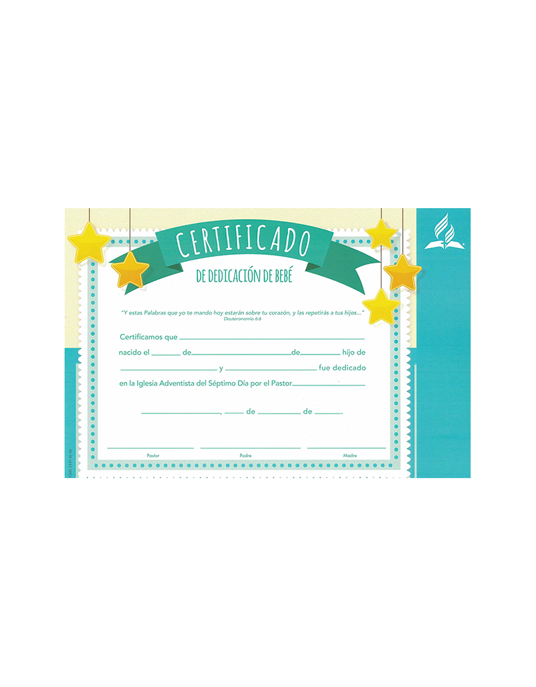 Certificado de Dedicacion de niños (azul)