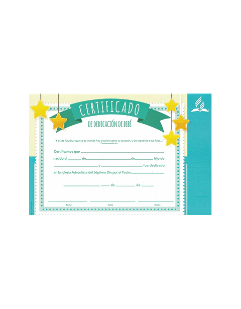 Certificado de Dedicacion de niños (azul)