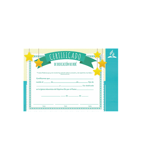 Certificado de Dedicacion de niños (azul)