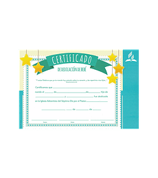 Certificado de Dedicacion de niños (azul)