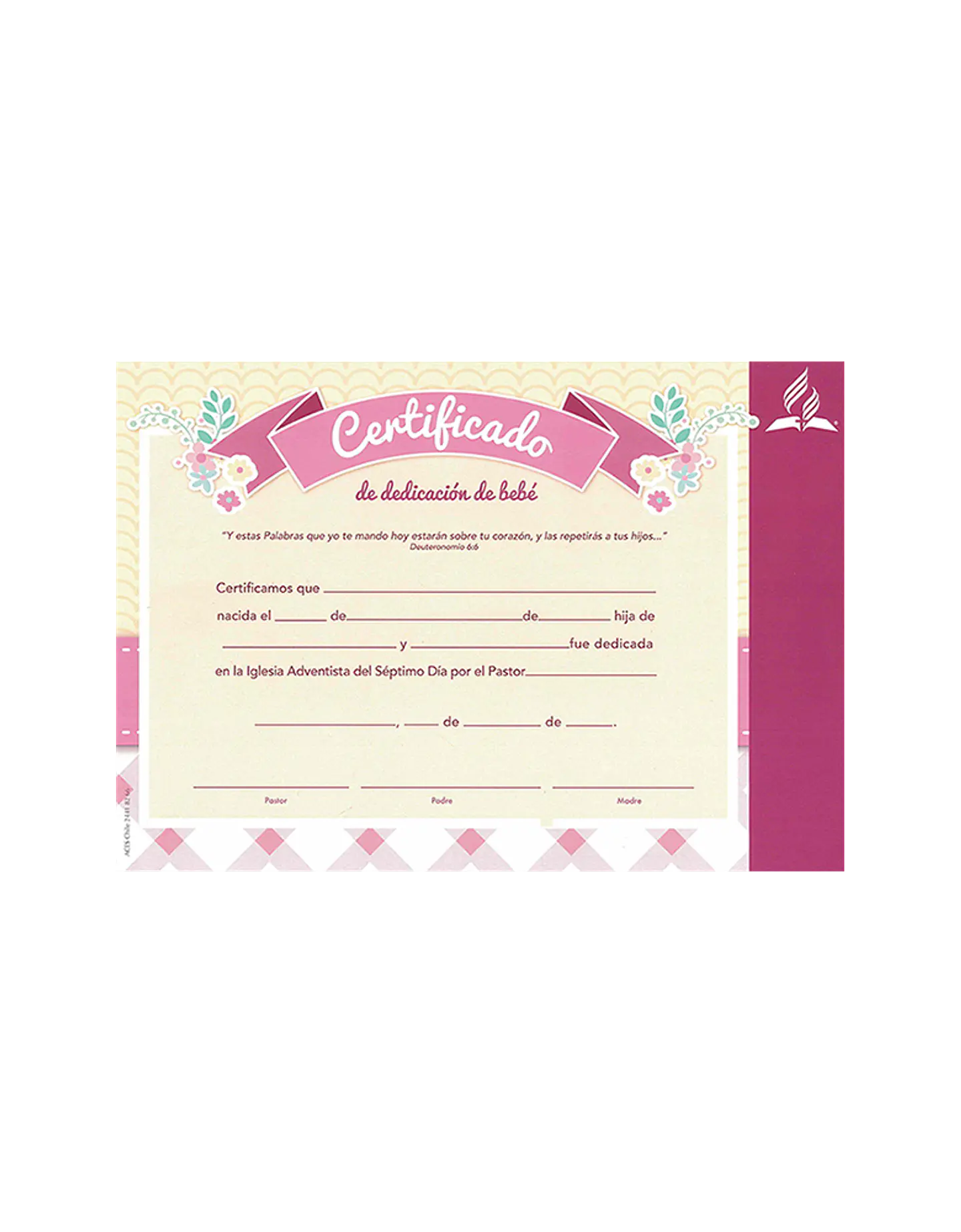 Certificado de Dedicacion niña (rosado) 1