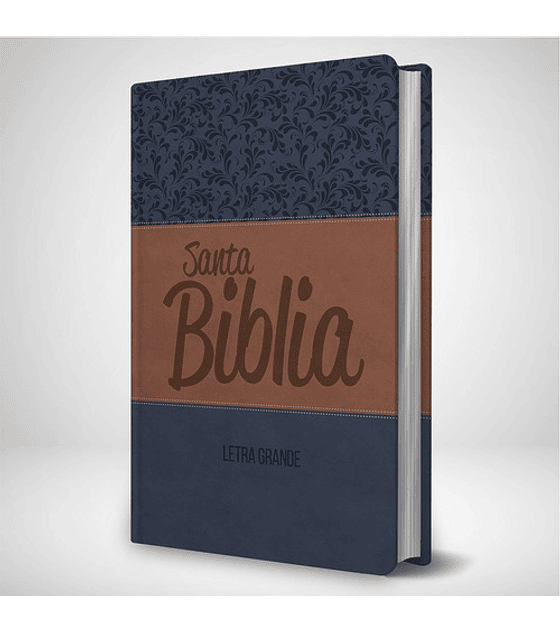 Biblia RVR 95  Letra Grande con himnario - Azul estampados y marrón