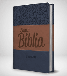 Biblia RVR 95  Letra Grande con himnario - Azul estampados y marrón