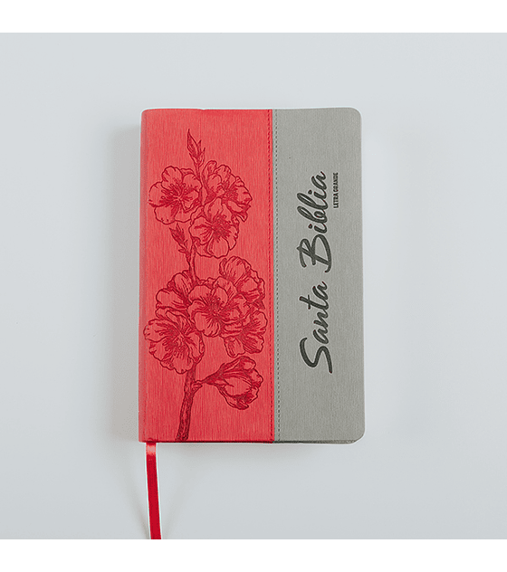  Biblia RVR 95 Letra Grande con himnario - Damas - Rosa con flores estampadas y gris 