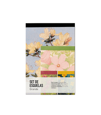 Set de Esquelas - Diseños florales - Grande (4 diseños) + 6 stickers