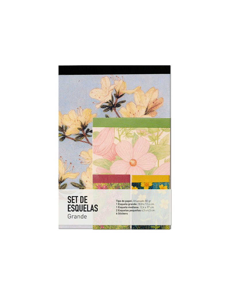Set de Esquelas - Diseños florales - Grande (4 diseños) + 6 stickers