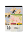Set de Esquelas - Diseños florales - Grande (4 diseños) + 6 stickers