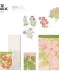 Set de Esquelas - Diseños florales - Pequeño (4 diseños) + 4 stickers