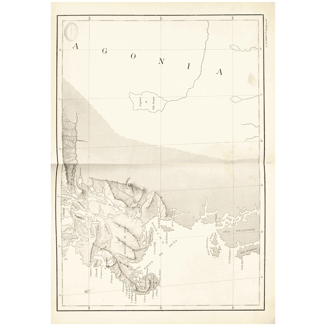 Mapa Península de Taitao, Golfo de Peñas y Lago Coluguape. ca 1870