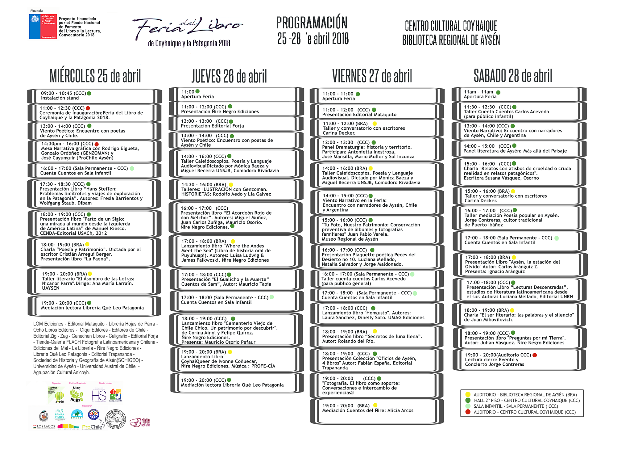 Programa Feria del Libro de Coyhaique y Patagonia 2018