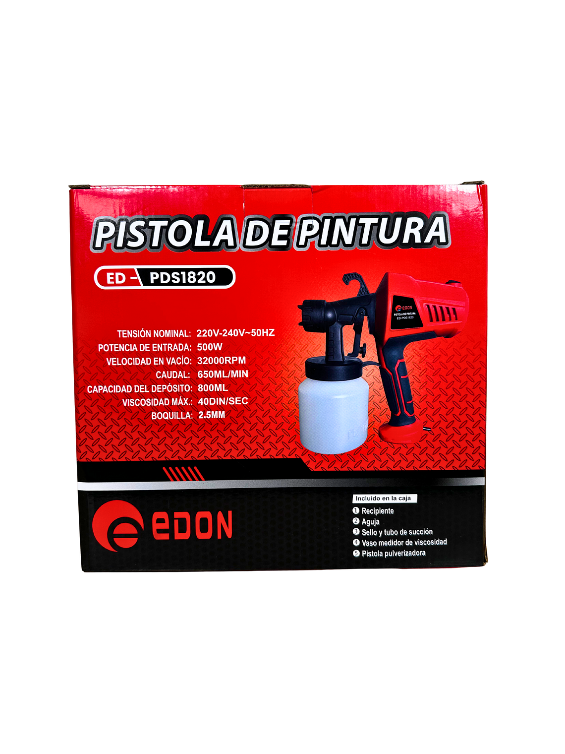 Pistola Eléctrica Para Pintar EDON 500W 800ml (Pulverizador de Alta Velocidad) 5