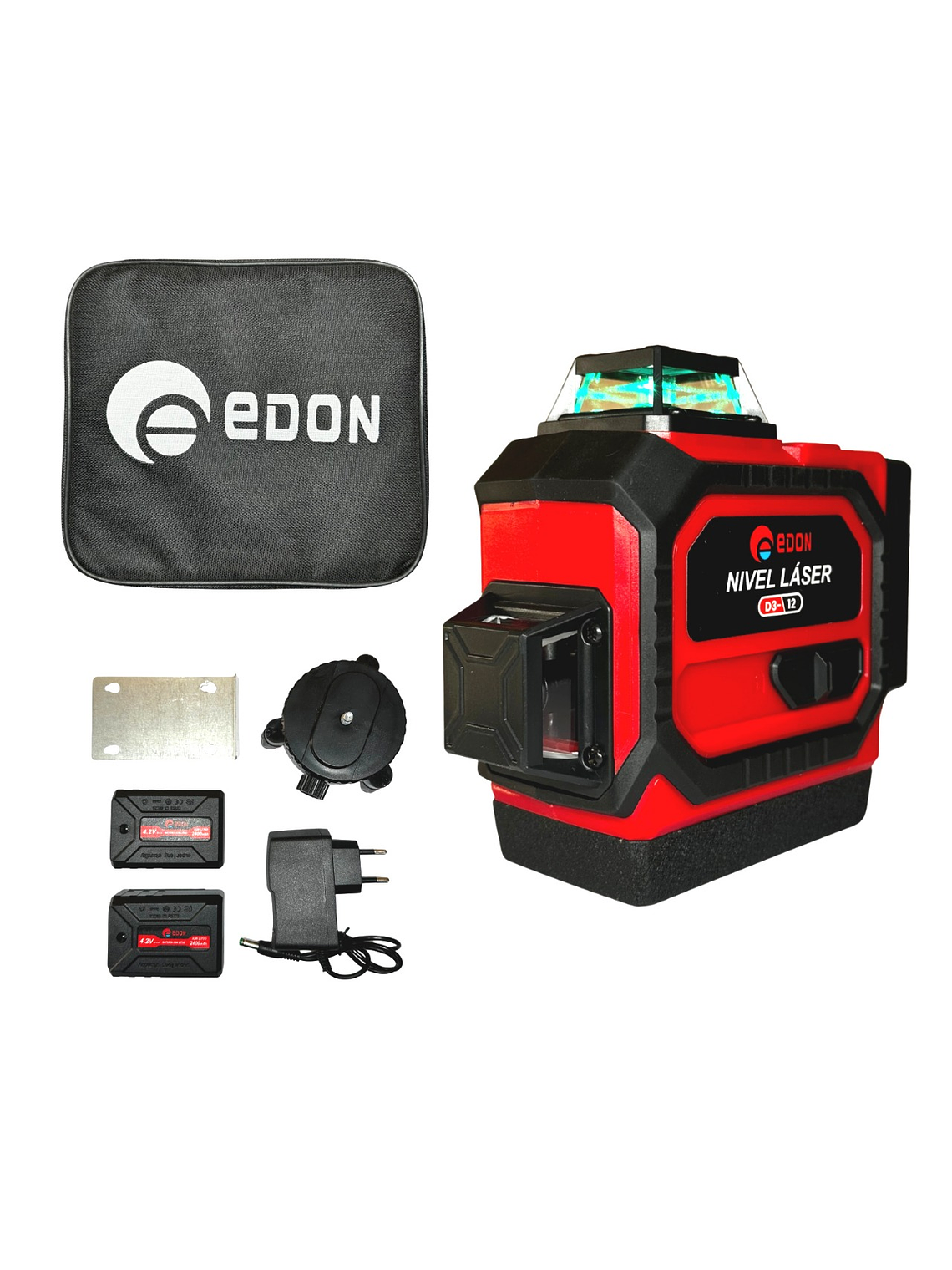 Nivel Láser 3D EDON 12 Líneas Cruzadas 30m (Rayo Verde) + 2 Baterías 1