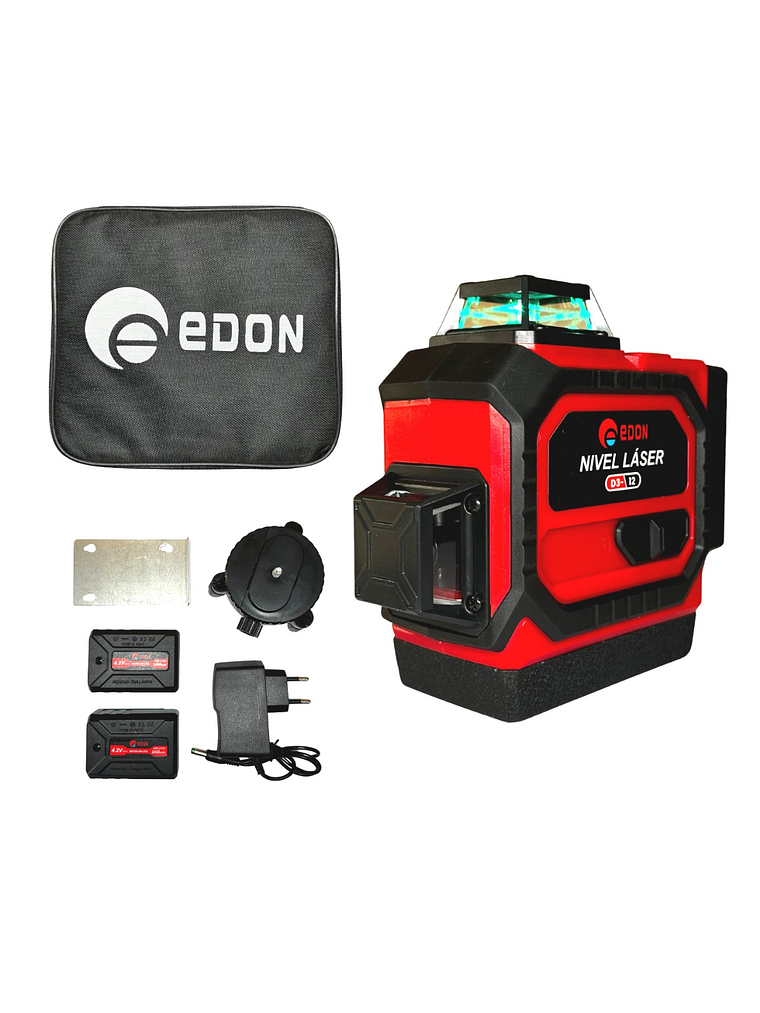 Nivel Láser 3D EDON 12 Líneas Cruzadas 30m (Rayo Verde) + 2 Baterías 1