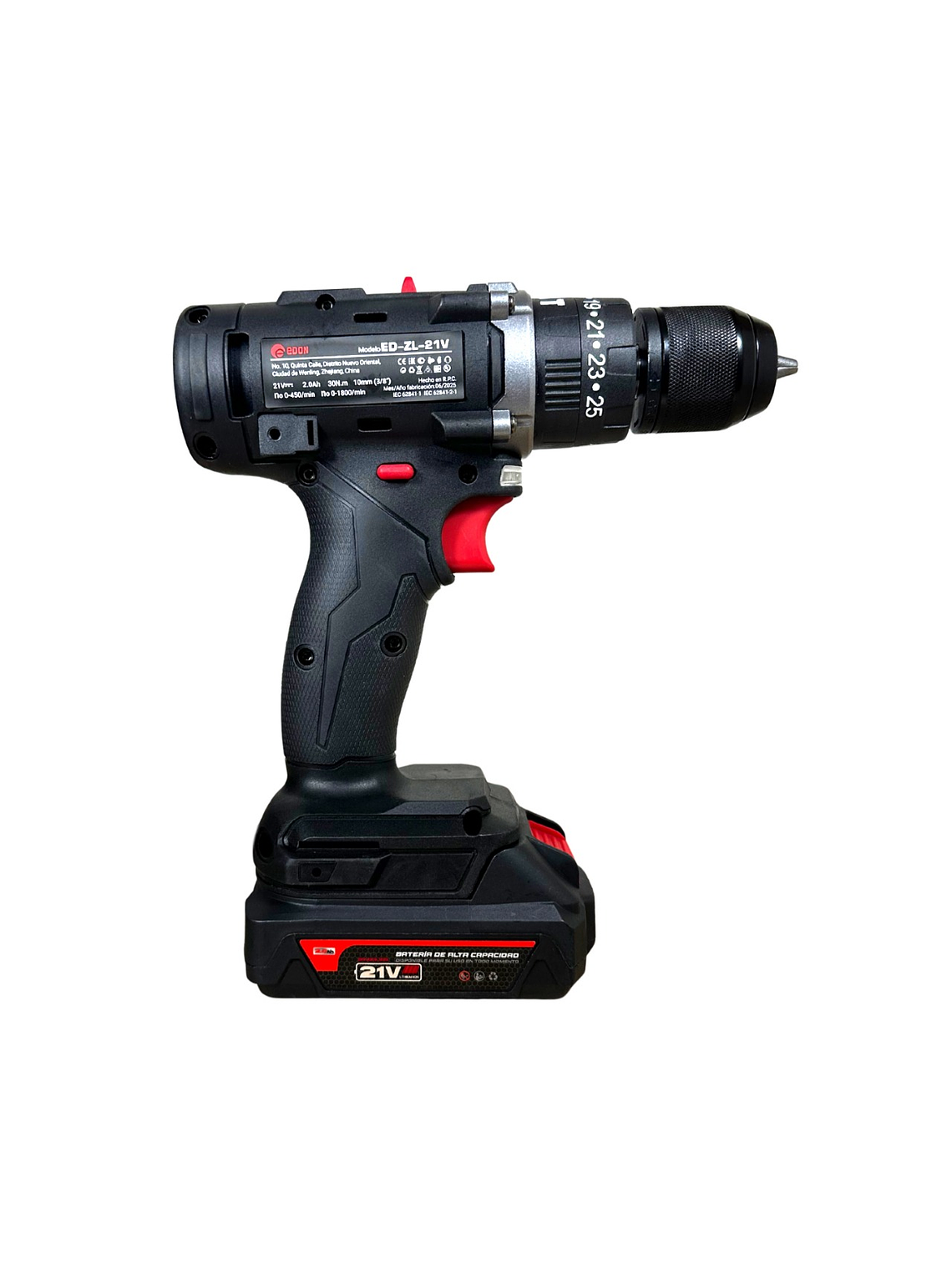 Taladro Atornillador Inalámbrico EDON 10mm 21V + Kit Completo (2 Baterías y Maletín) 2