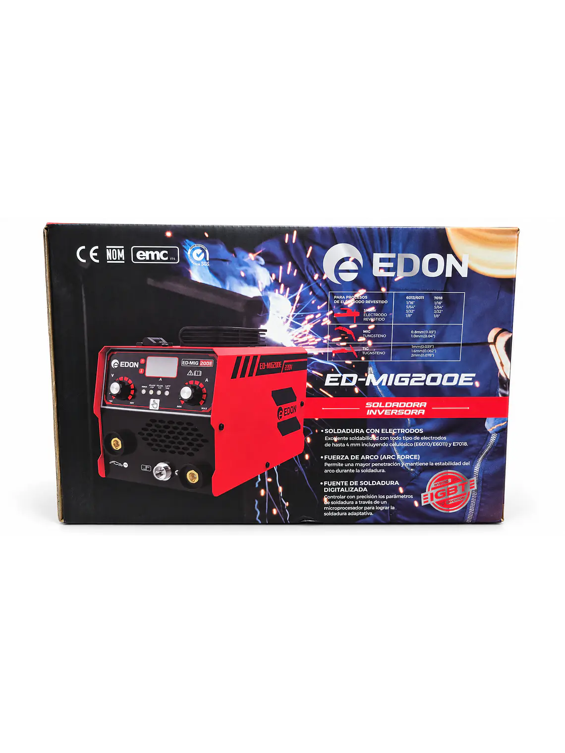 Soldadora Inversora Mig 200E (MIG Sin Gas / MMA) Digital + Alambre Flux 0.5 Kg 5