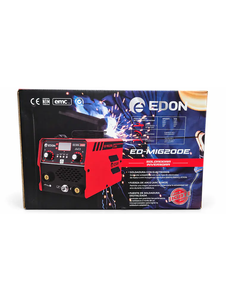 Soldadora Inversora Mig 200E (MIG Sin Gas / MMA) Digital + Alambre Flux 0.5 Kg 5