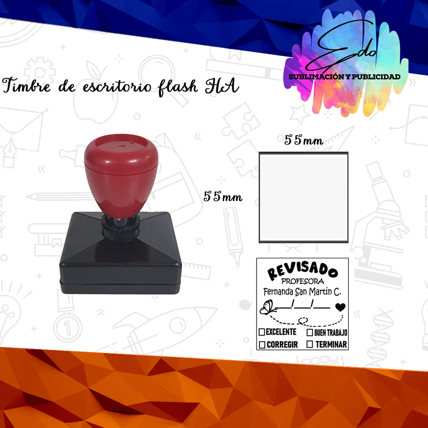 Timbre de escritorio flash HA (55 x 55 mm)  1