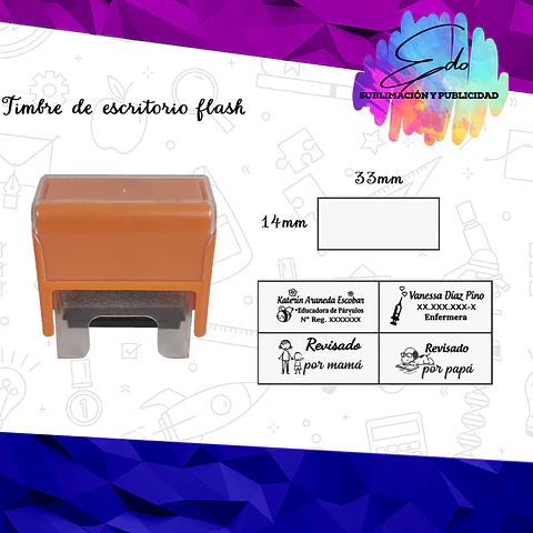 Timbre de escritorio flash (33 x 14 mm) 