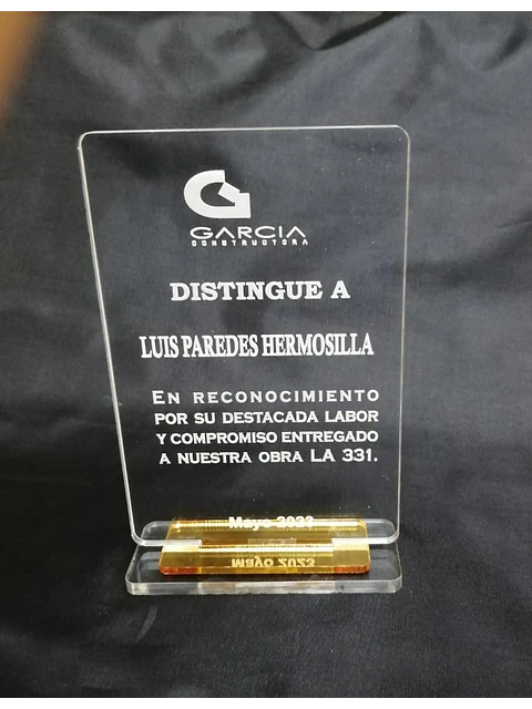 Galvano rectangular acrilico