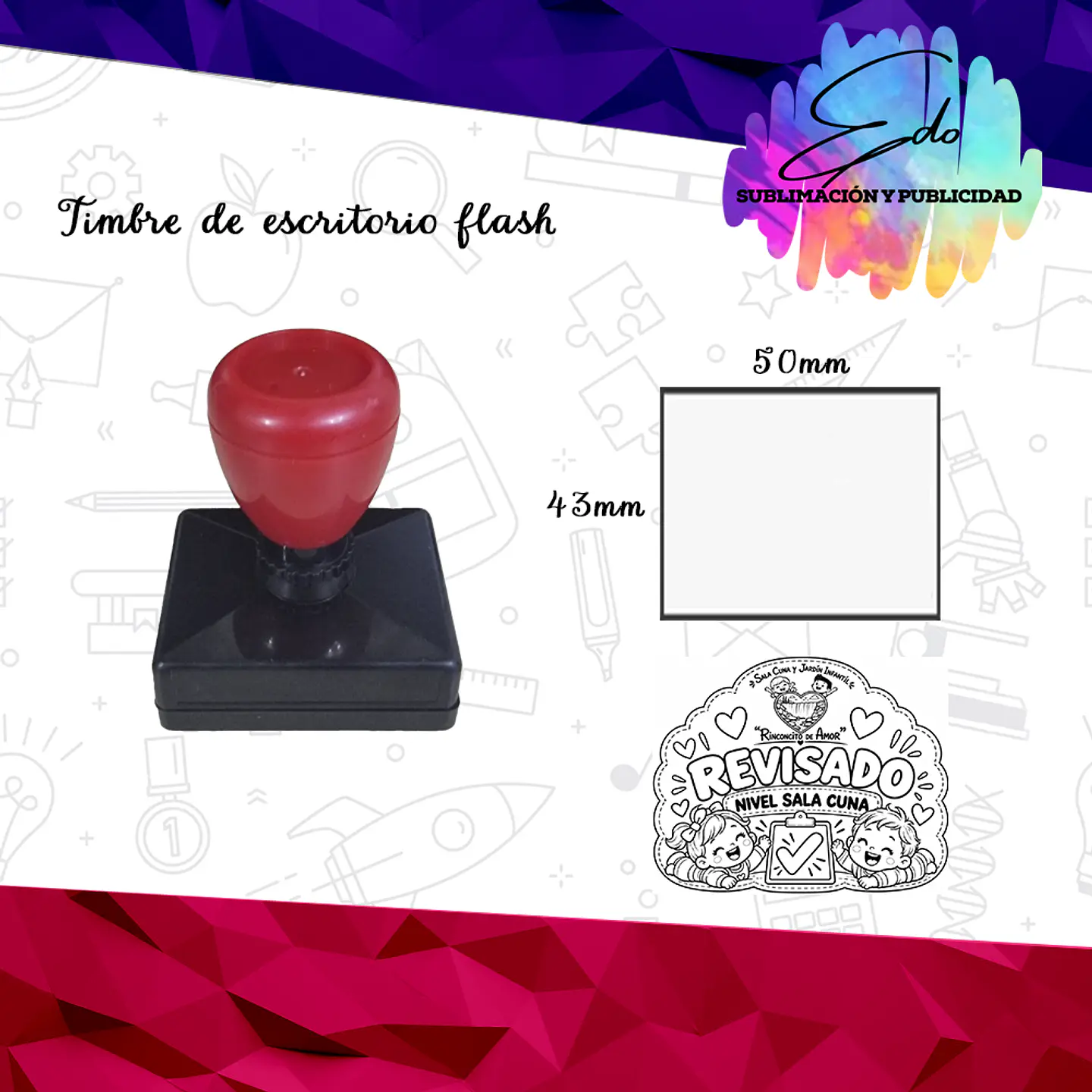 Timbre de escritorio flash HA (43 x 50 mm)  1