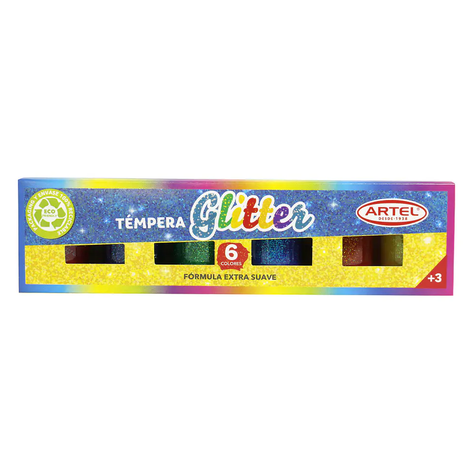 Estuche Témpera Glitter 6 Colores Artel 1