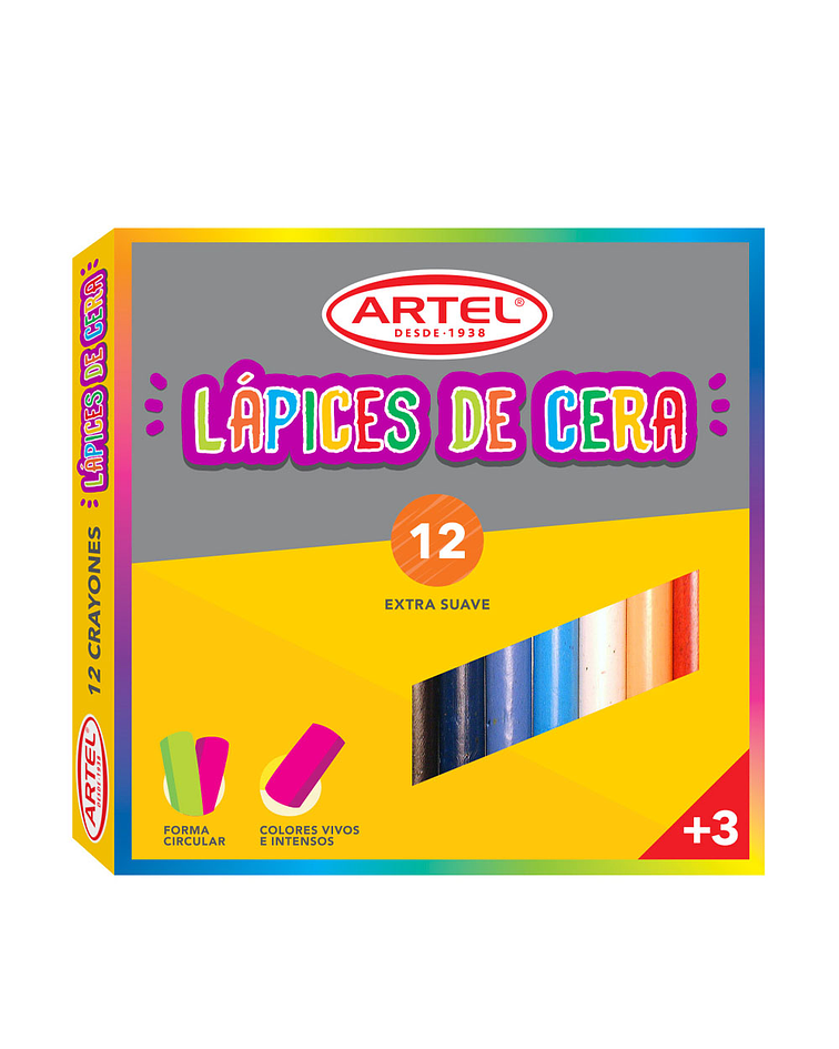 Lápices De Cera 12 Colores Artel