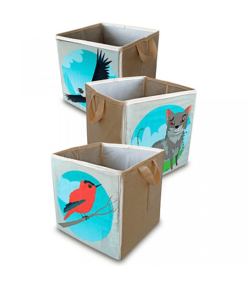 Set de 3 cajas plegables Diseño Fauna 