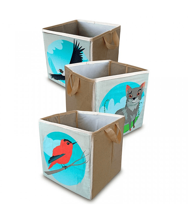 Set de 3 cajas plegables Diseño Fauna 