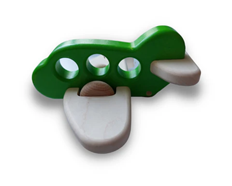 Avión de madera verde 10 cm