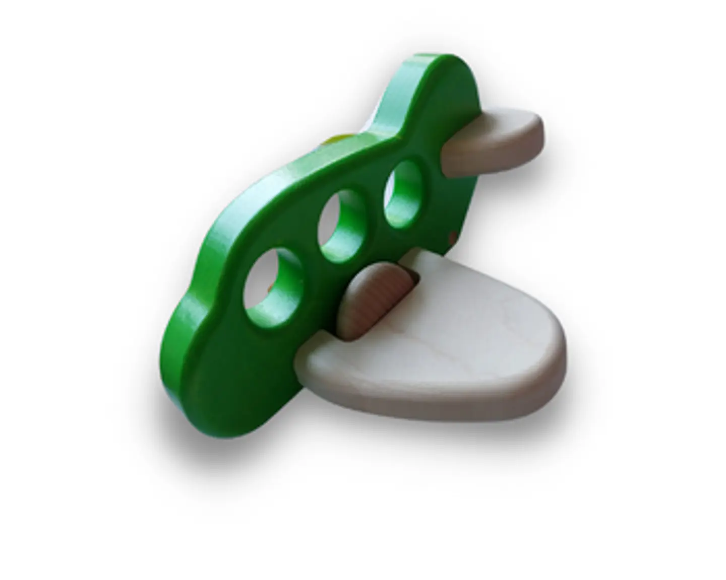 Avión de madera verde 10 cm 2