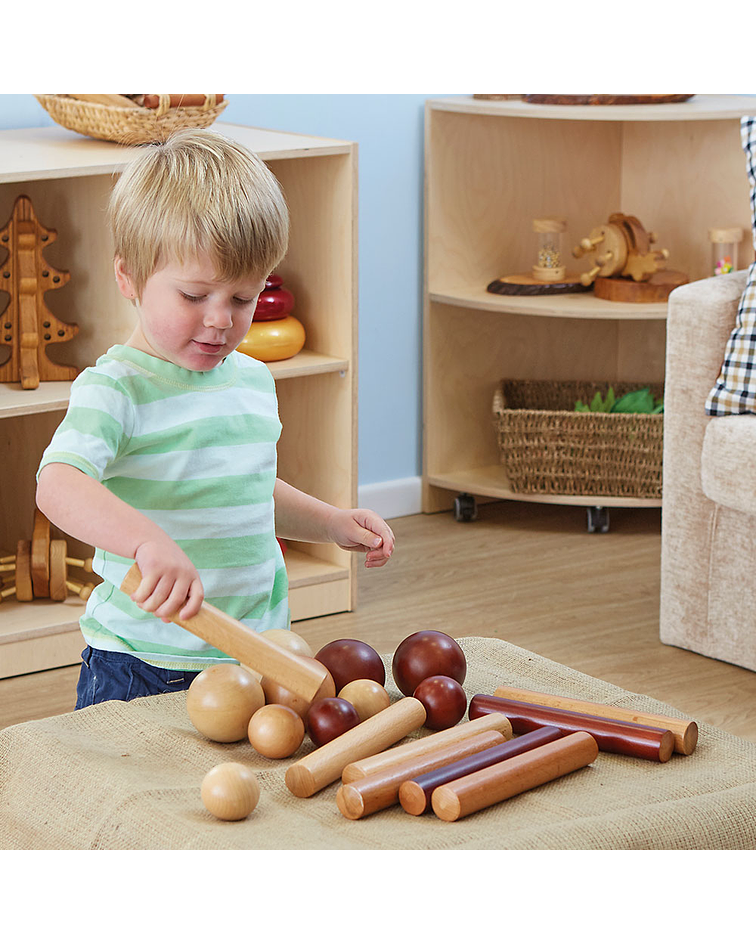 Cilindros y bolas de madera para bebés 21 Pzas.