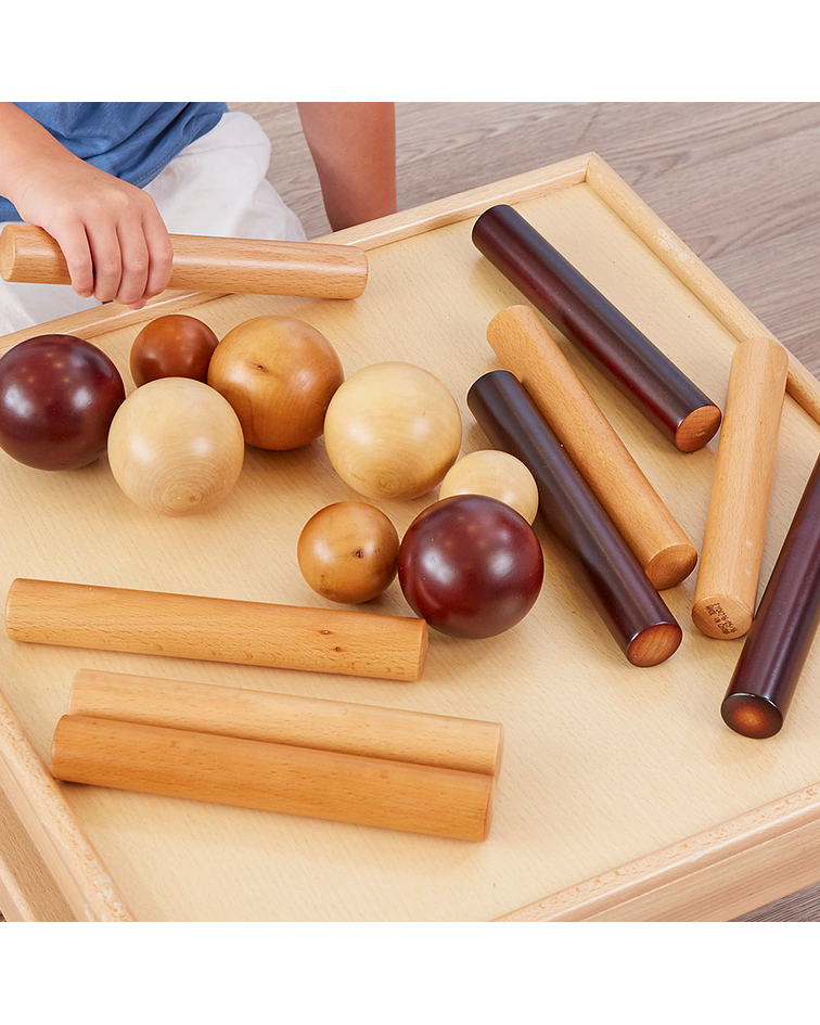 Cilindros y bolas de madera para bebés 21 Pzas.