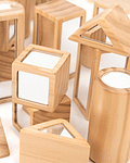 Figuras geométricas de madera con espejos acrílicos 25 Pzas.