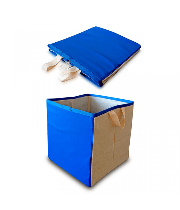 Caja de tela plegable azul
